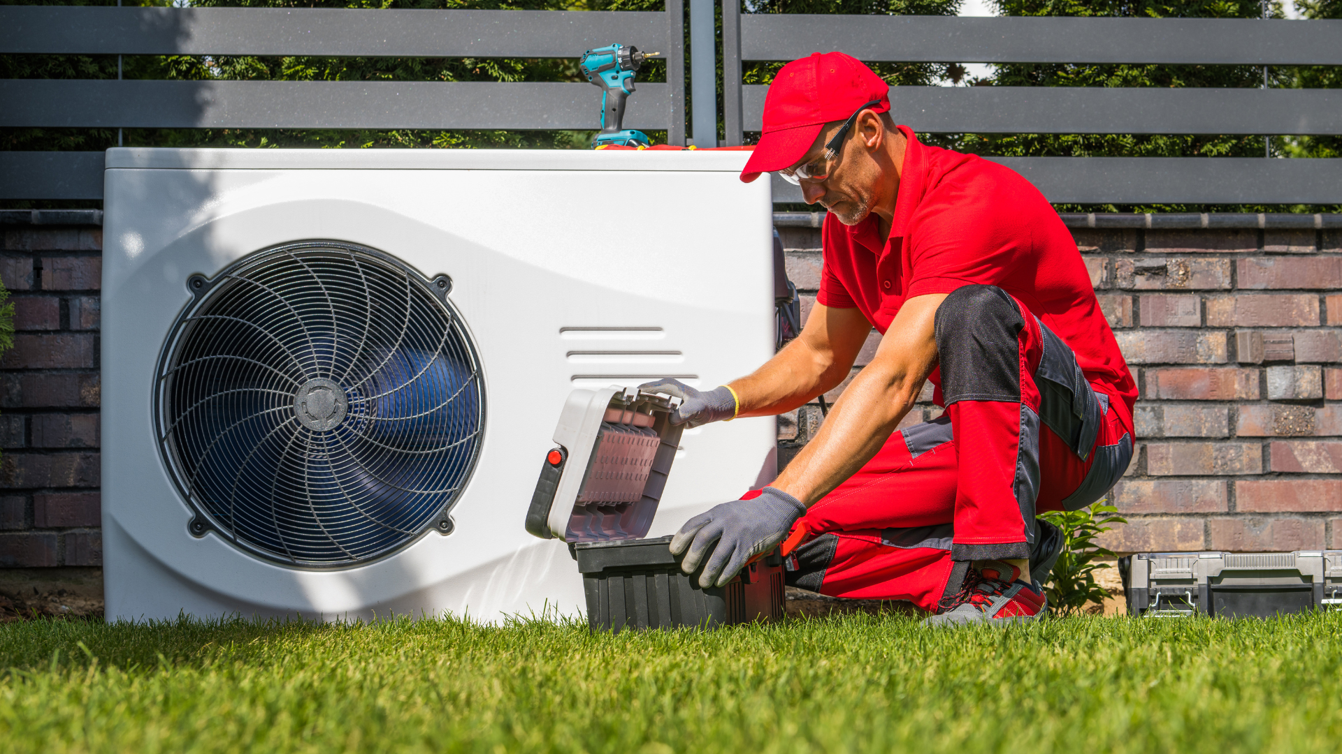 Technician installs an HVAC system for a home