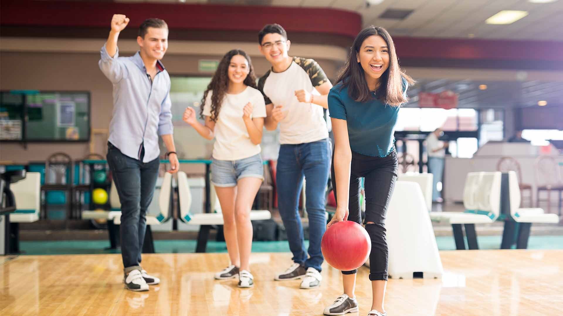 Teens bowling